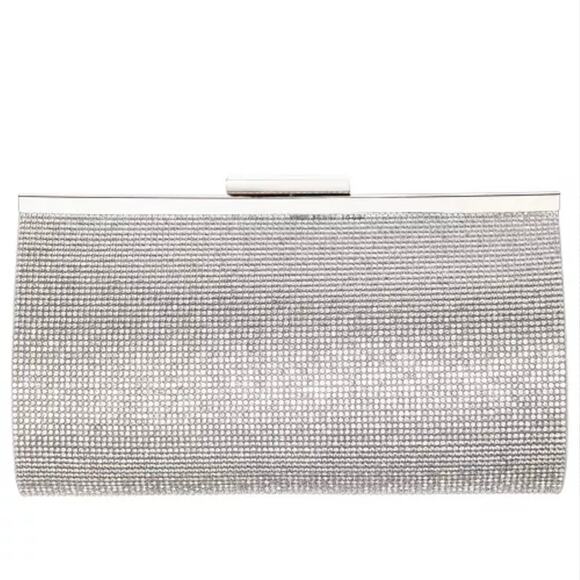 Nina Winslet Crystal Frame Clutch Silver NWT - Picture 4 of 10